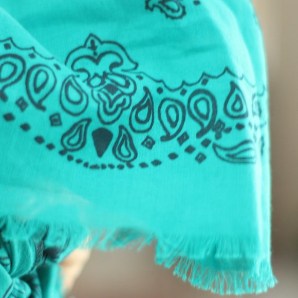 J. CREW Green and Blue Paisley Wrap or Scarf - Summer 2012 - Picture 3 of 3